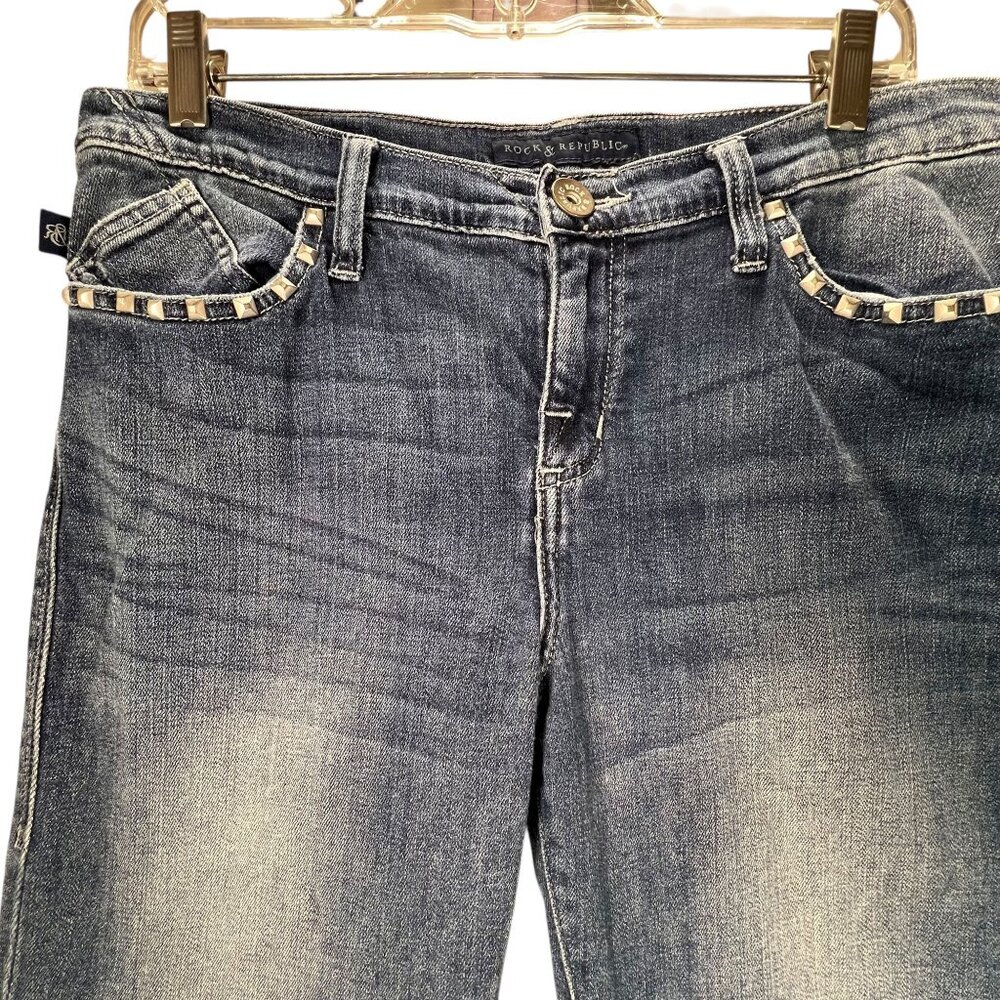 Rock & Republic Kasandra Studded Bootcut Jeans 12M Womens Denim Medium Wash - Picture 2 of 13